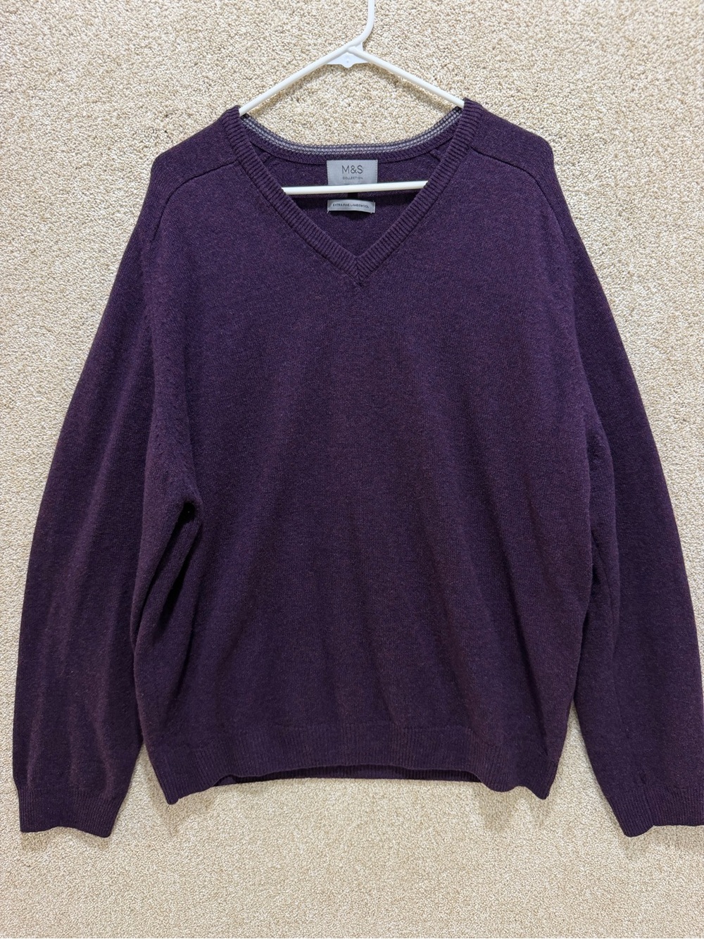 M&S collection extra fine lambswool sweater plum purple XXL Marks & Spencer